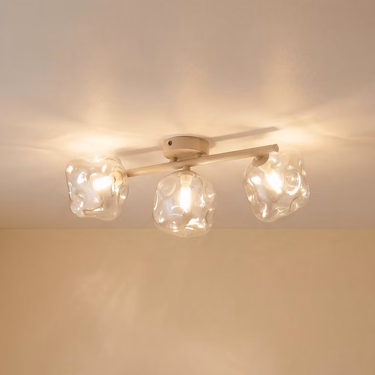 Plafoniera soffitto Lava TK Lighting, dimmerabile, Crema / Ambra, Soggiorno / Sala da pranzo, Vetro, Moderno, Plafoniera