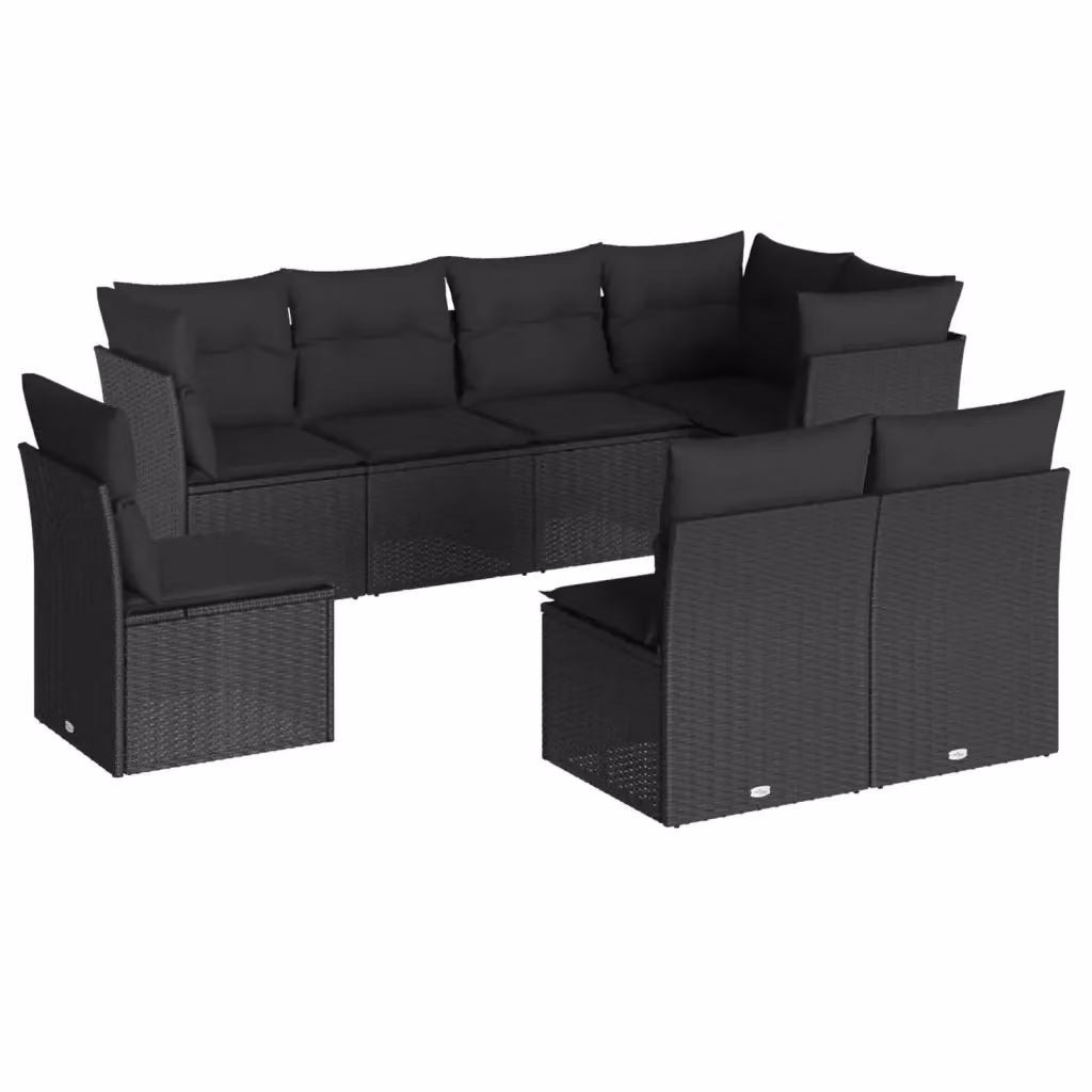 vidaXL Set Divani da Giardino a L con Cuscini 8 pz Nero in Polyrattan e Metallo – 2