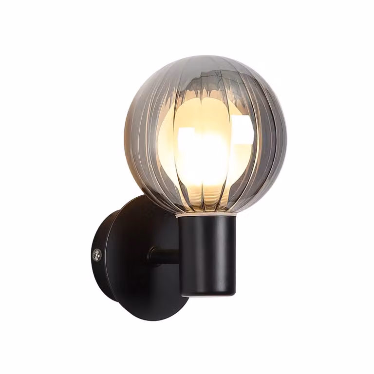 Searchlight Applique da parete Lumisphere, dimmerabile, Nero, Bagno, Vetro, Applique
