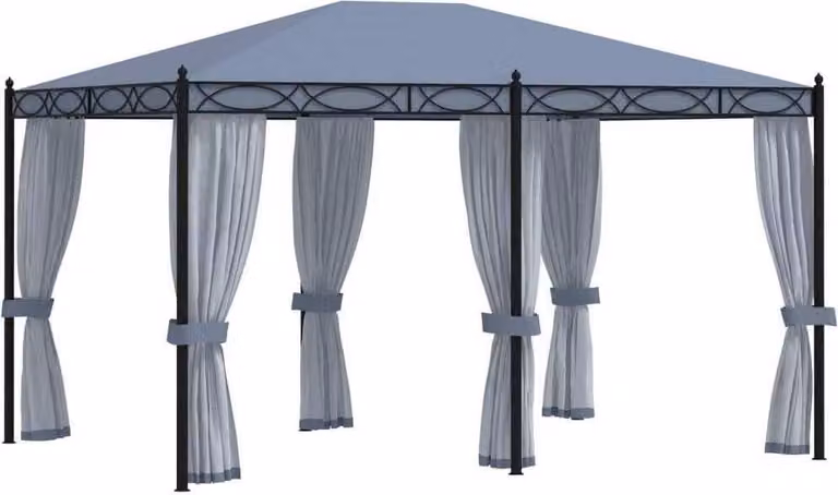 The Living Store gazebo con zanzariere 3x4 m in acciaio antracite