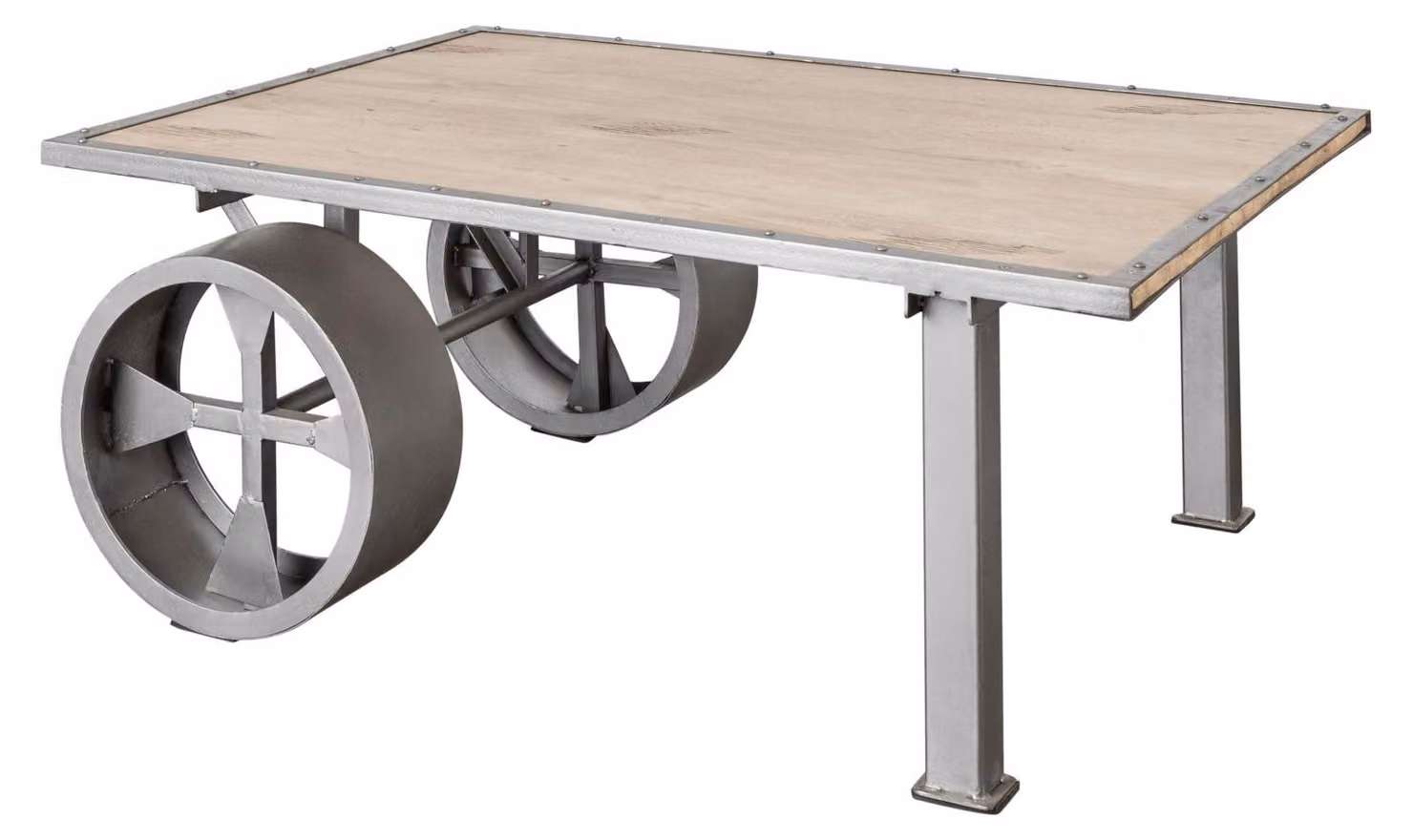 MASSIVMOEBEL24 | tavolino da salotto in legno di Mango 110x80x45 sbiancato laccato RAILWAY #333