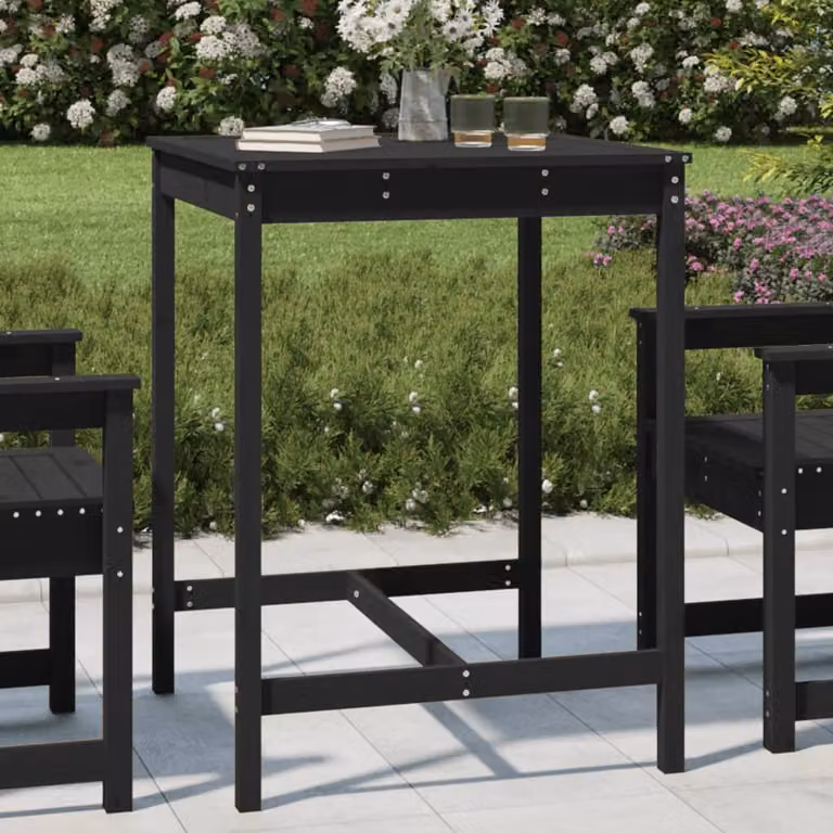 vidaXL Tavolo da Giardino Quadrato in Legno di Pino Nero L: 82,5 cm, P: 82,5 cm, H: 110 cm