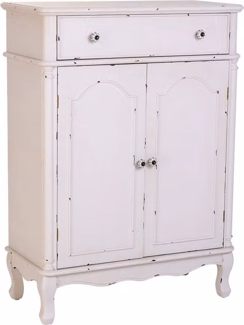 Console in legno bianco con 2 cassetti e 2 porte 80x38x110,5h cm