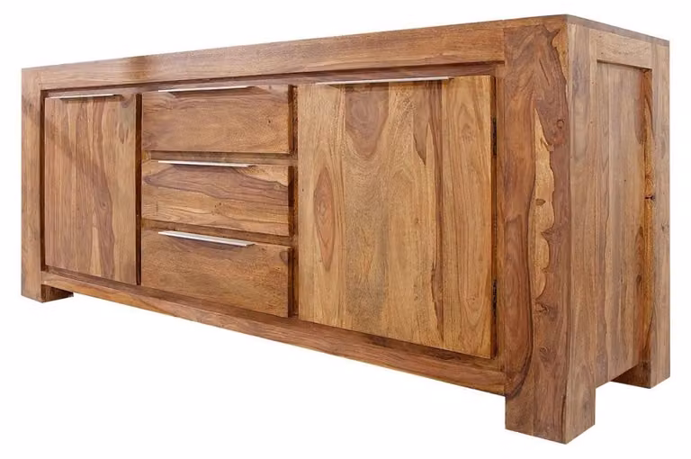 Buffet GRADI 175 cm in legno massiccio di sheesham verniciato – 2 porte, 3 cassetti e venature naturali