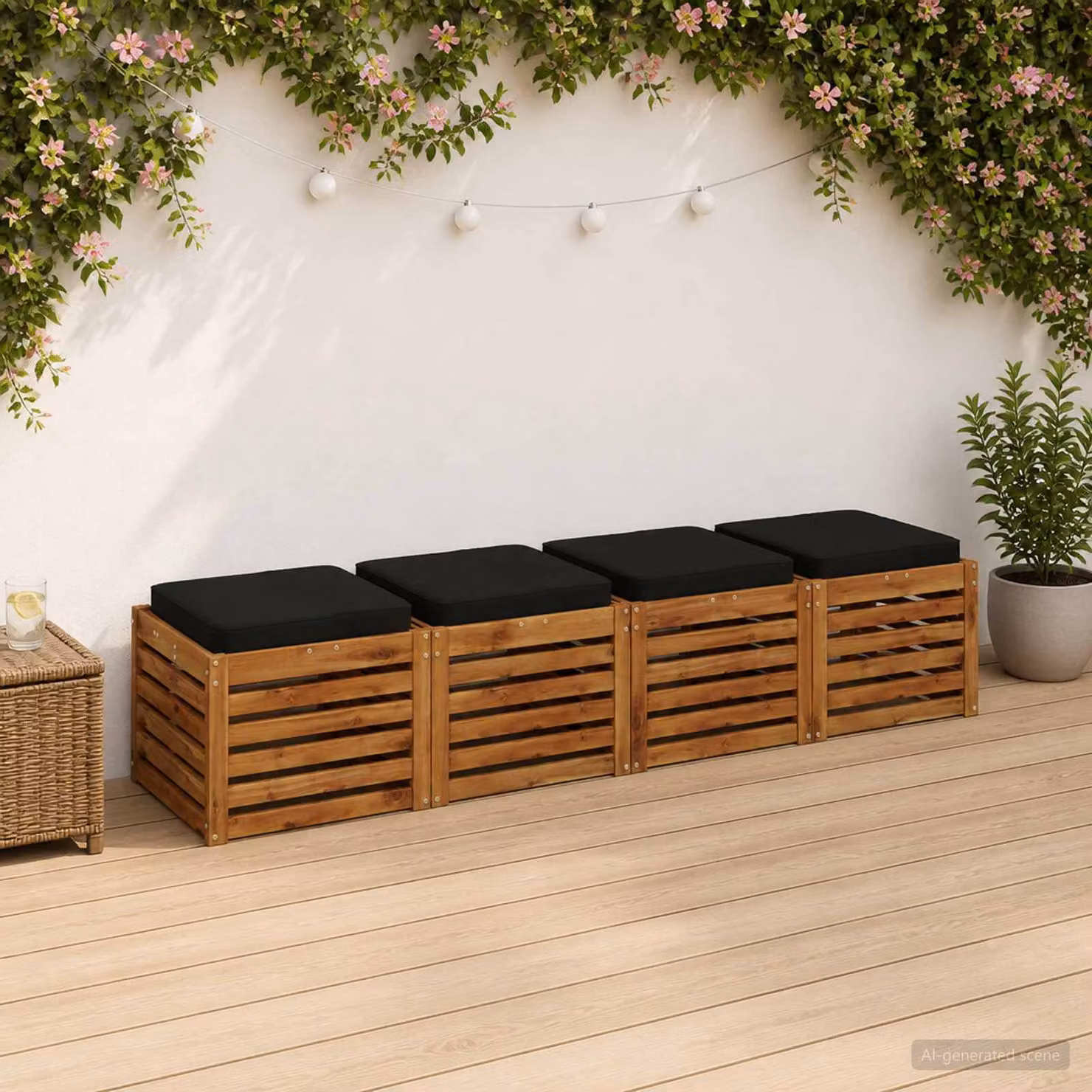 Set di 4 cuscini per sedia vidaXL VUGHT in poliestere nero con imbottitura in schiuma e rivestimento rimovibile