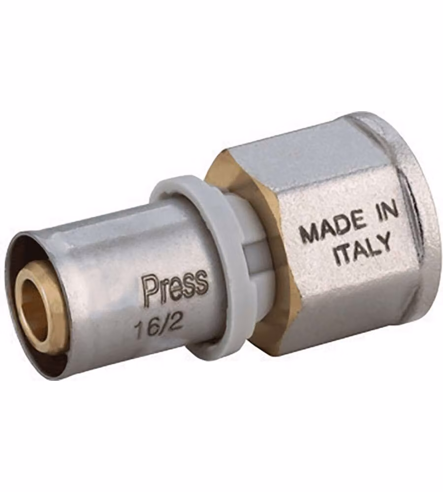 IDRO BRIC Raccordo Dritto Femmina 1/2'' x 16 mm a Pressare per Multistrato