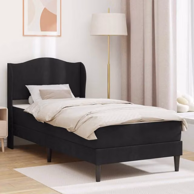 Struttura letto con materasso Nero 90 x 200 cm Velluto 3415182