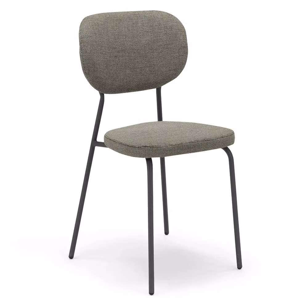 Set di 2 sedie da pranzo imbottite Vanessa Redokasa con design moderno, gambe coniche in metallo e rivestimento in tessuto idrorepellente colore tortora – 2