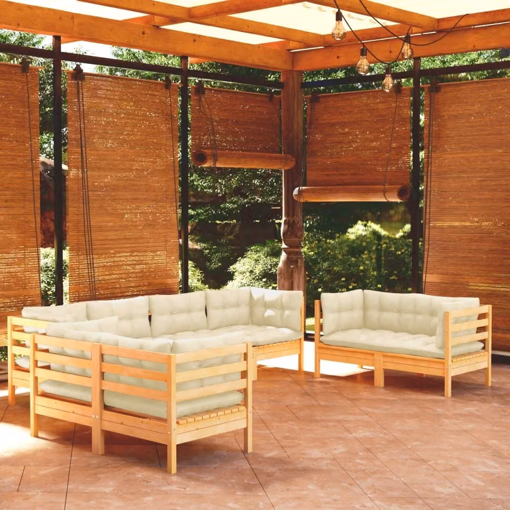 Maison Exclusive - Set Divani da Giardino 8 pz con Cuscini Crema in Massello di Pino