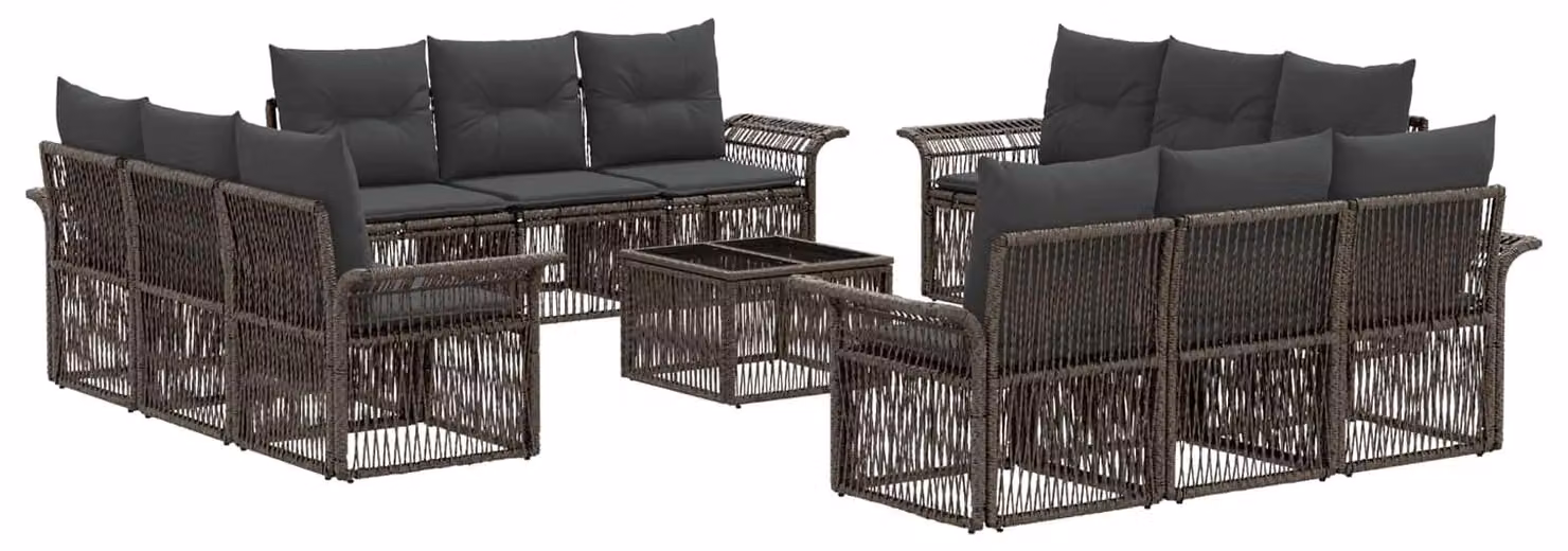 Set Divano da Giardino 13 pcs Grigio polyrattan