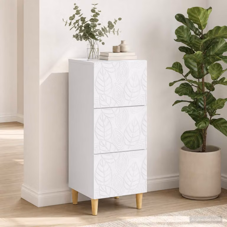 Mobile con cassetti vidaXL bianco lucido L/P/H: 33 x 34,5 x 90 cm