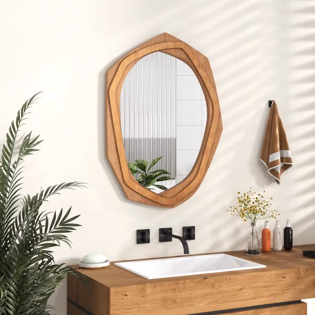 Specchio decorativo da parete con cornice irregolare in legno naturale DESIGN IN L 89,5 cm x H 66 cm – 2