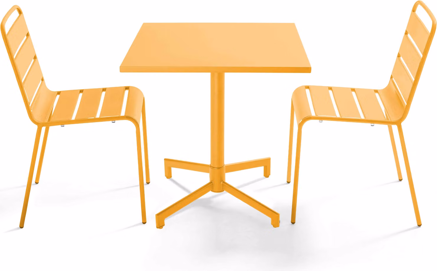 Set tavolo e 2 sedie da giardino in metallo da 70 cm giallo - Oviala Palavas