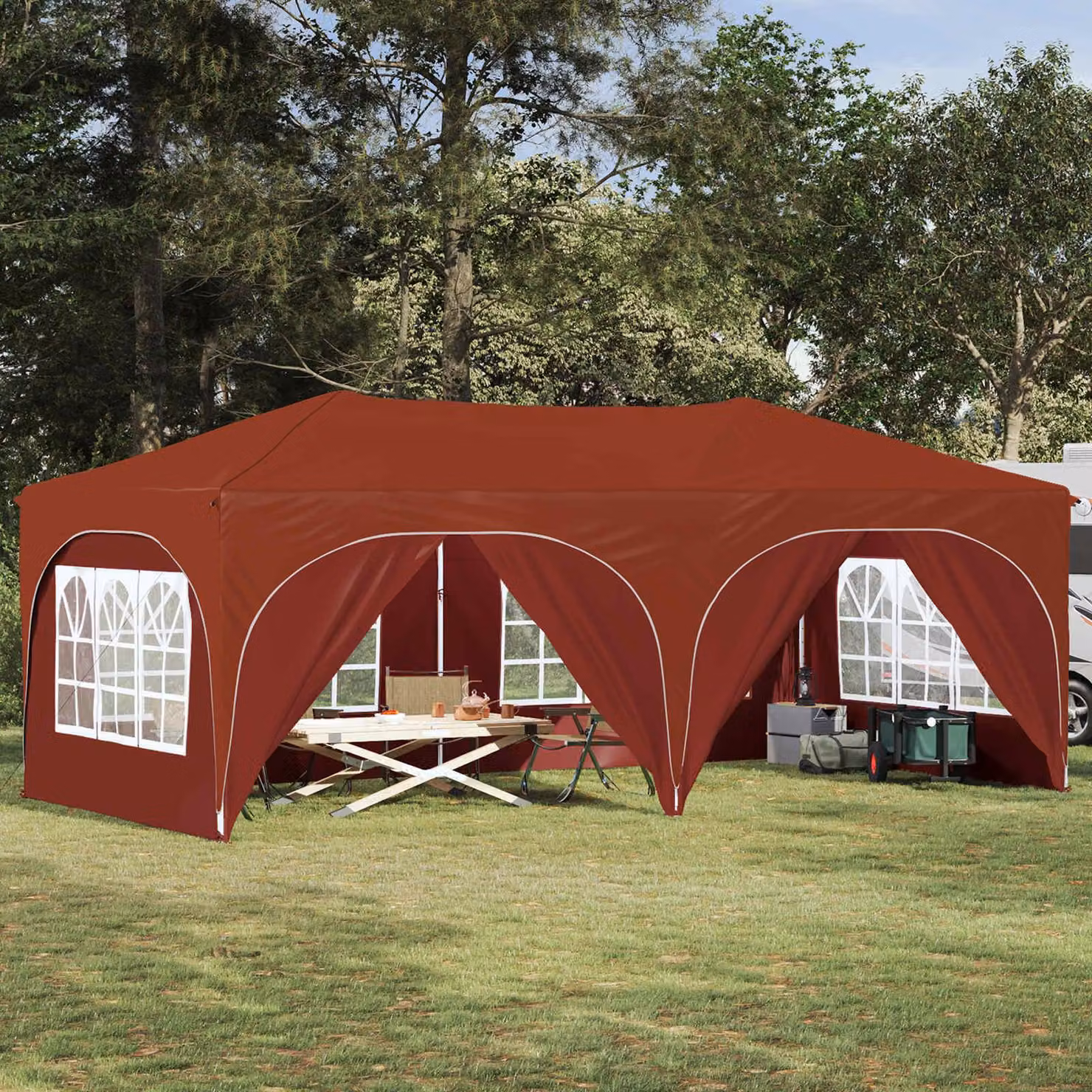 Maison Exclusive - Tenda pop-up per feste, dimensioni 575 x 288 x 245 cm, tessuto Oxford color terracotta