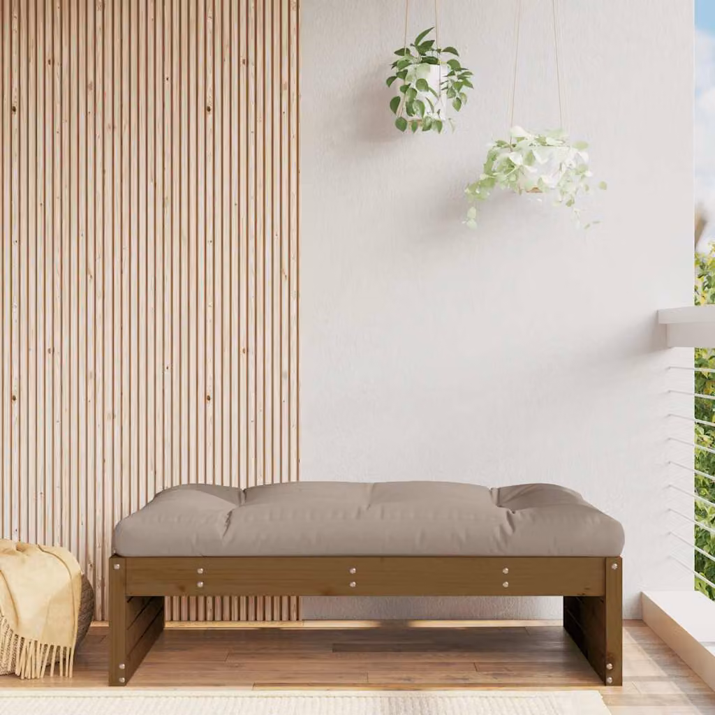 vidaXL Poggiapiedi da Giardino in Legno di Pino Massello Marrone Ambra L: 120 cm, P: 84 cm, H: 30 cm