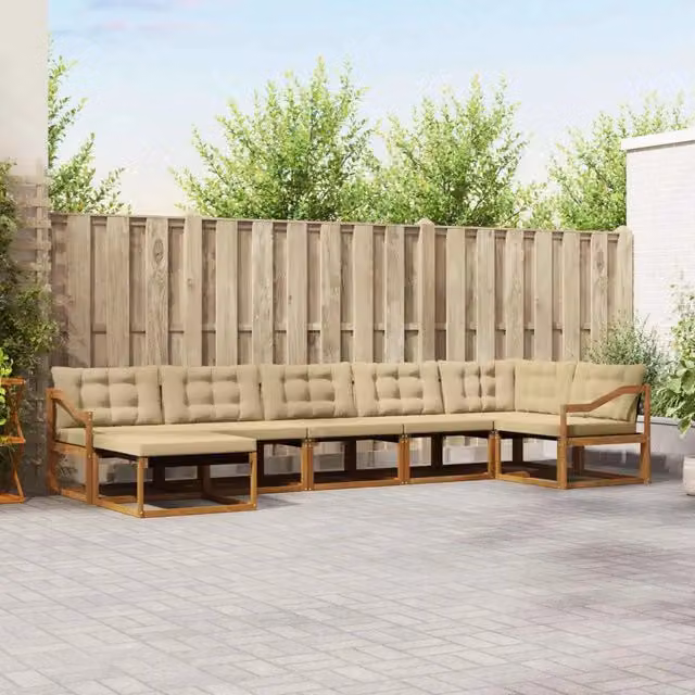 Set di divani da esterno 7 pz Naturale e Beige 3369684