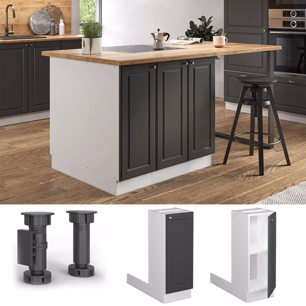 Isola cucina Vicco Fame-Line stile rustico in oro, antracite e bianco, base da 30 cm senza piano di lavoro – 2