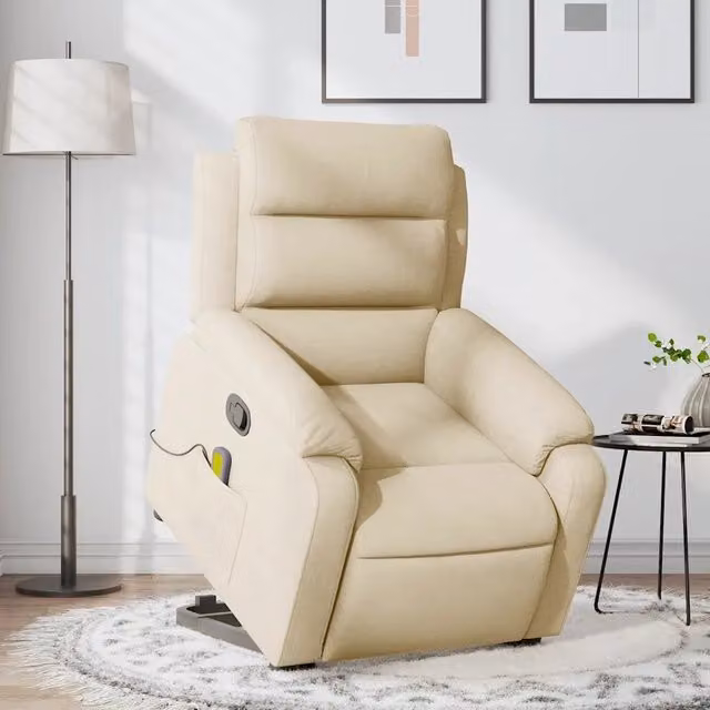 Poltrona Alzapersona Reclinabile con Assistenza Elettrica vidaXL in Tessuto Beige per Senior