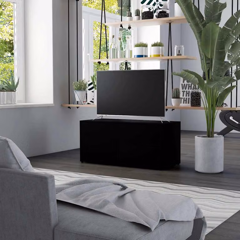 vidaXL Mobile Porta TV Nero in Legno e MDF L: 80 cm, P: 34 cm, H: 36 cm