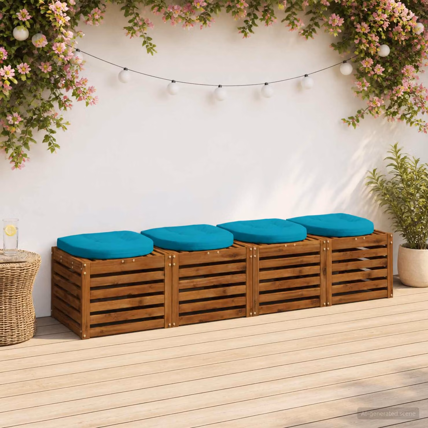 Set di 4 cuscini per sedia vidaXL in poliestere, colore turchese, design moderno e quadrato