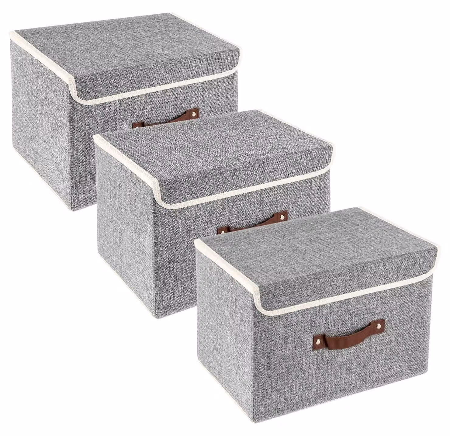 Set di 3 contenitori pieghevoli con coperchio