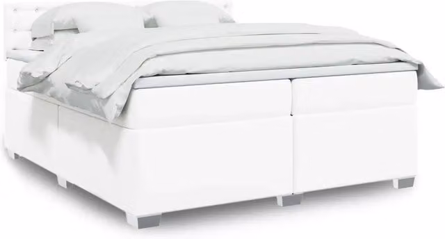Letto a molle con materasso ibrido vidaXL in similpelle bianca L/P: 200 x 200 cm
