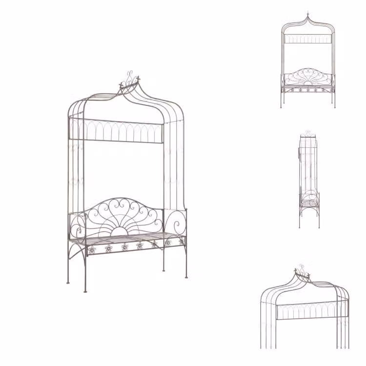 vidaXL Panchina da giardino 122 cm in ferro marrone antico - Panchine da giardino