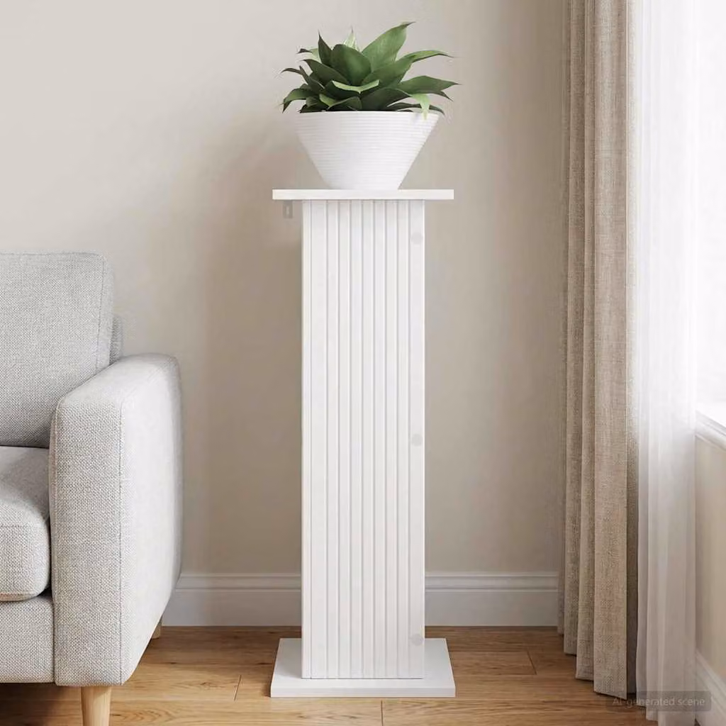 vidaXL Supporto per piante moderno in MDF Bianco Lucido L/P/H: 30,5 x 30,0 x 80,5 cm