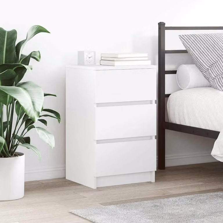 vidaXL Comodino Moderno con 3 Cassetti Bianco L/P/H: 39 x 35 x 65 cm