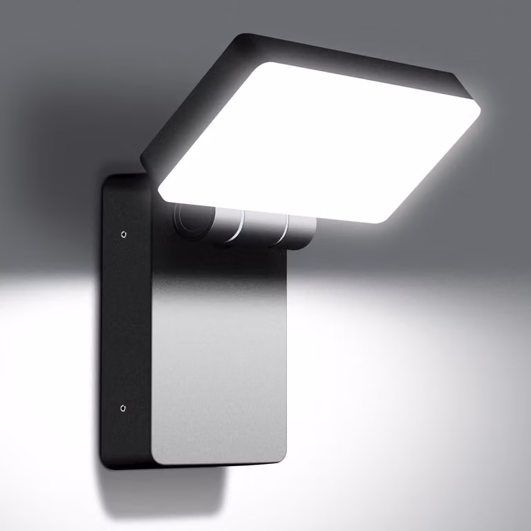 Lampada da parete da 60 W, pieghevole, orientabile a 360°, grado di protezione IP65, 5000 lumen, 6000 K, colore nero