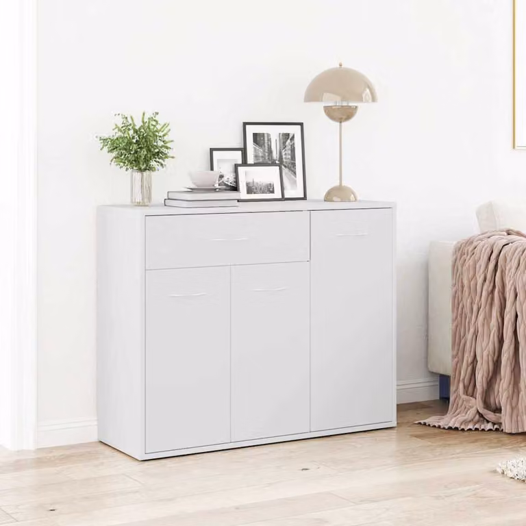 vidaXL Credenza Minimalista Bianca in Legno e MDF L: 88 cm, P: 30 cm, H: 70 cm