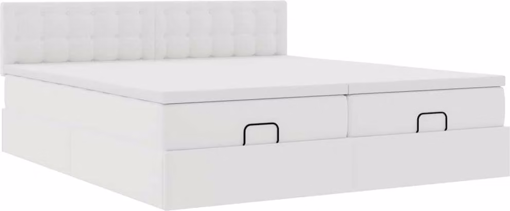 Struttura Letto Pouf con Materassi Bianco 200x200 cm Pelle finta