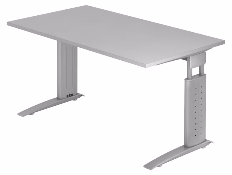 Scrivania bümö Serie U - Struttura: grigio argento, finitura: grigio, dimensioni: 140 x 80 cm