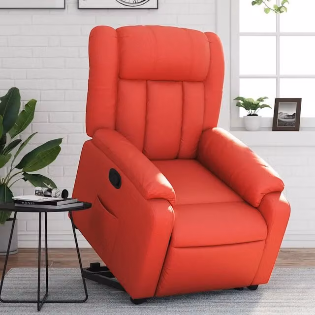 Poltrona Alzapersona Reclinabile con Assistenza Elettrica vidaXL in Similpelle Rossa con Braccioli e Design Moderno per Senior – 1