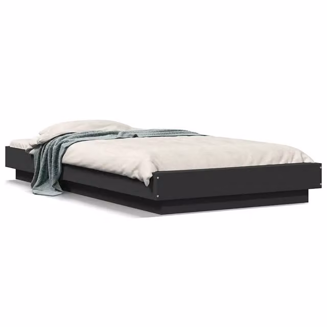 Letto singolo per adulti Design In in legno multistrato nero opaco L 100 x P 200 cm – 1
