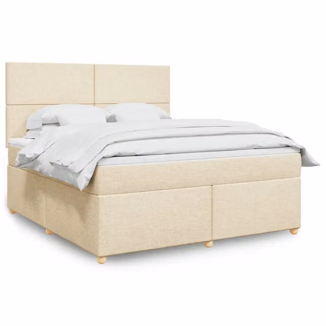 Letto Ibrido con Giroletto a Molle e Materasso vidaXL in Tessuto Beige e Bianco L/P: 180 x 200 cm
