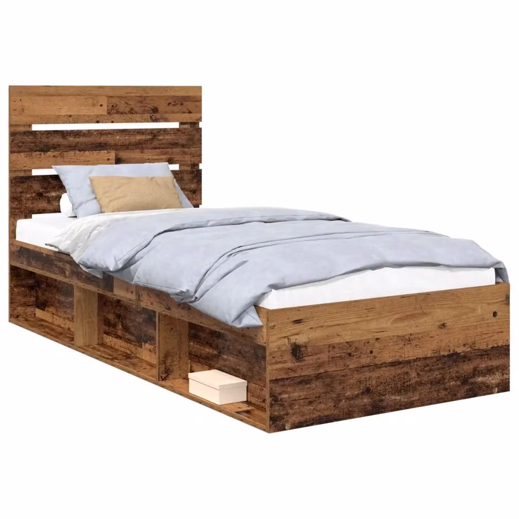 Struttura letto in pino massello vidaXL colore marrone con doghe in legno L/P/H: 206 x 90 x 93 cm – 2