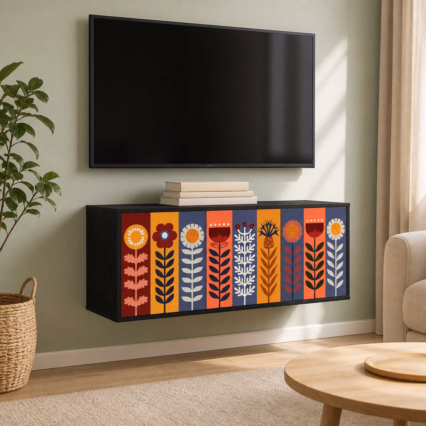 Mobile TV da parete vidaXL ESSEN in Rovere Nero, L 102 x P 33 x H 40 cm