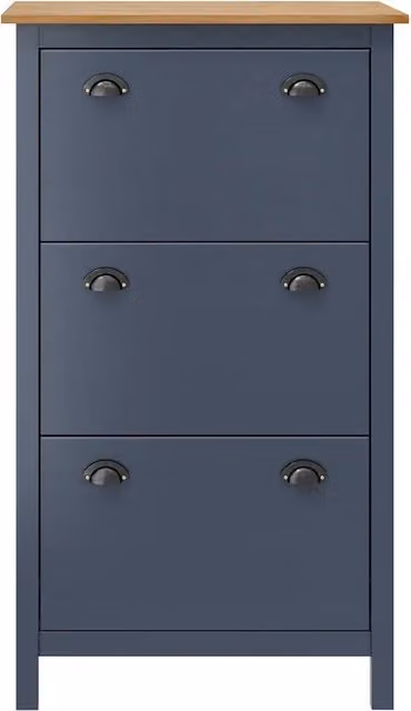 Scarpiera a parete vidaXL in legno di pino massello, Grigia/Marrone, L: 72 cm, P: 35 cm, H: 124 cm – 1