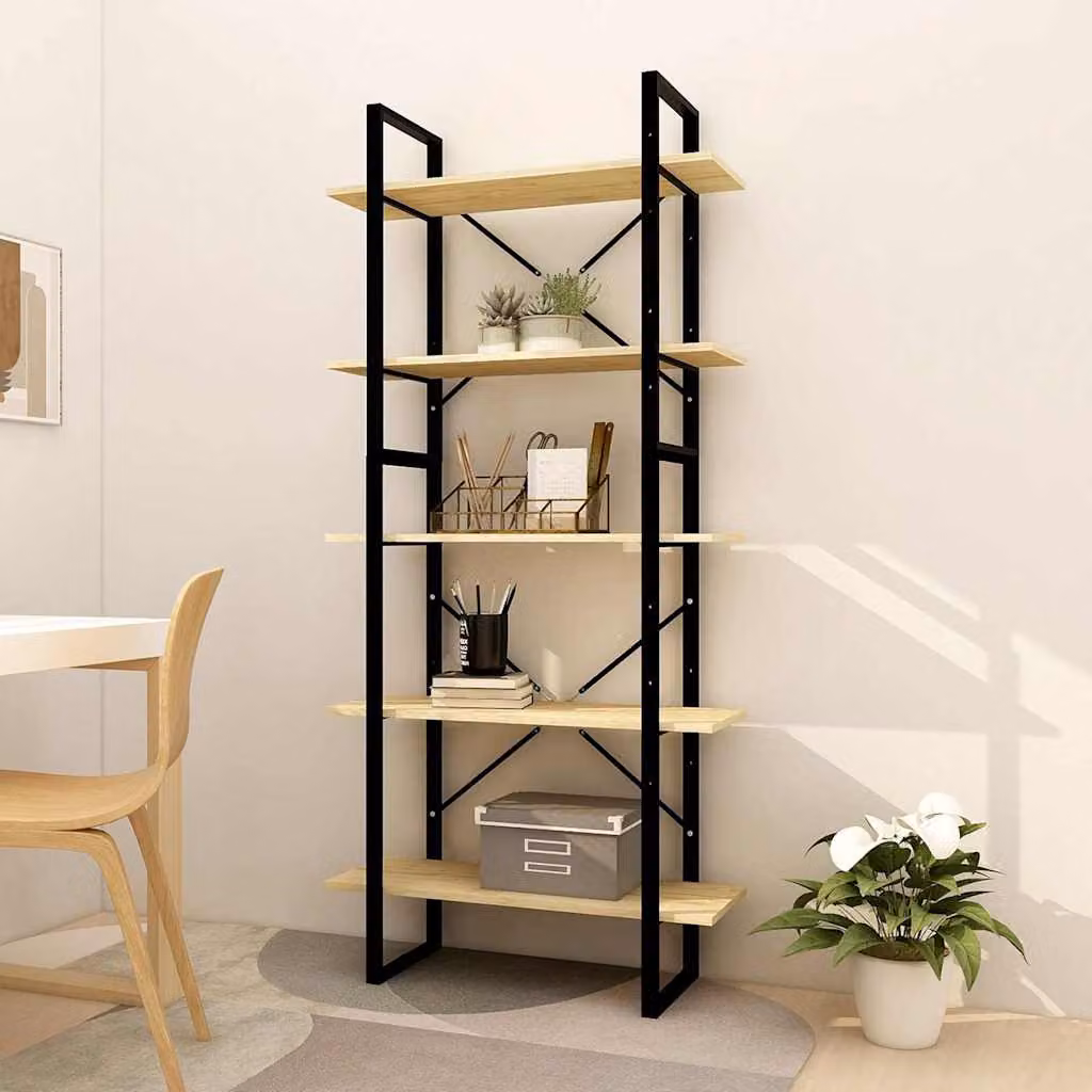 Libreria Industrial vidaXL in Legno di Pino e Metallo, Colore Marrone, L 80 cm x P 30 cm x H 175 cm