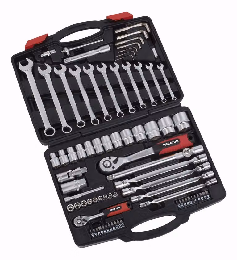 set di chiavi a bussola da 77 pezzi 1/2" 1/4" in valigetta, chiavi dinamometriche