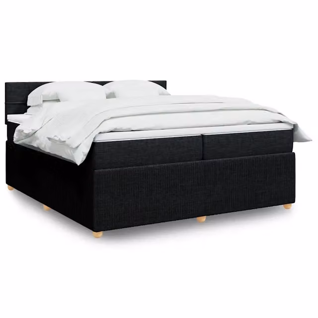 Letto Ibrido vidaXL con Giroletto a Molle e Materasso in Tessuto Nero e Bianco, L/P: 200 x 200 cm