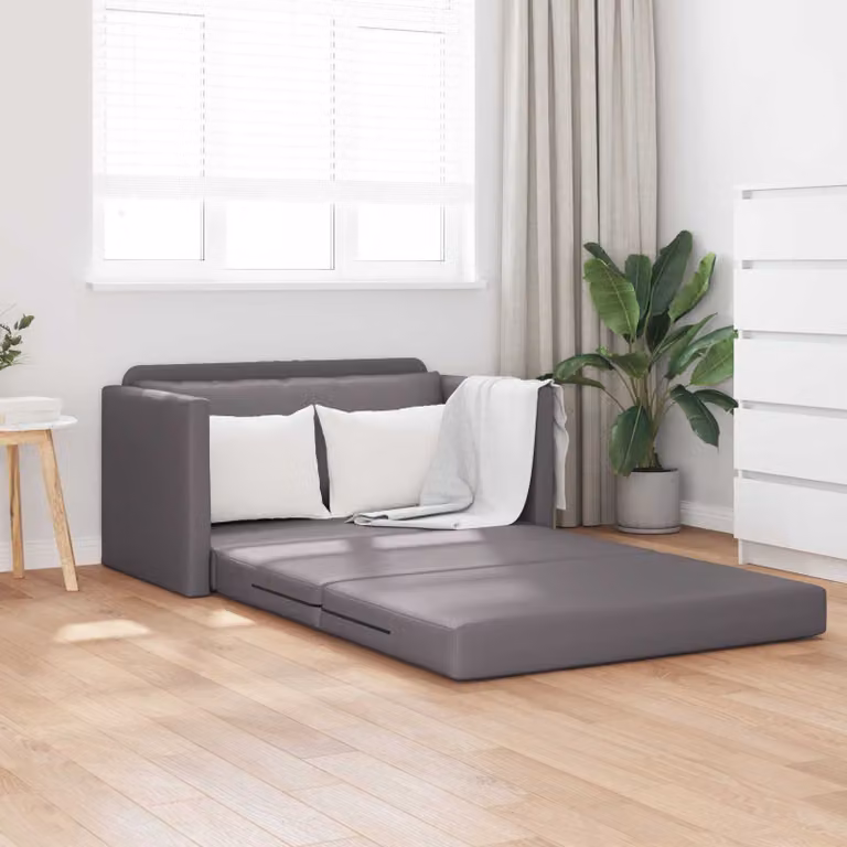 vidaXL Divano letto moderno in pelle artificiale Grigio L: 124 cm, P: 71 cm, H: 78 cm