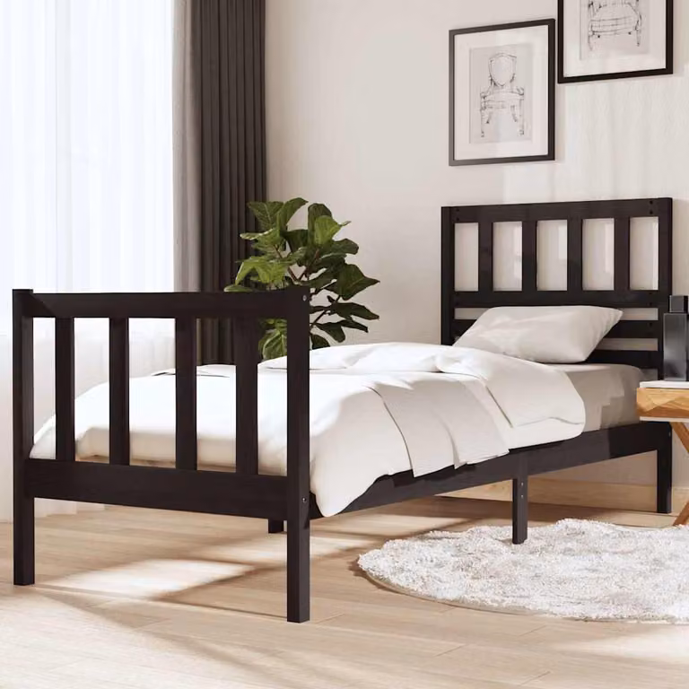vidaXL Giroletto Single in Legno di Pino Nero L 75 x P 190 cm