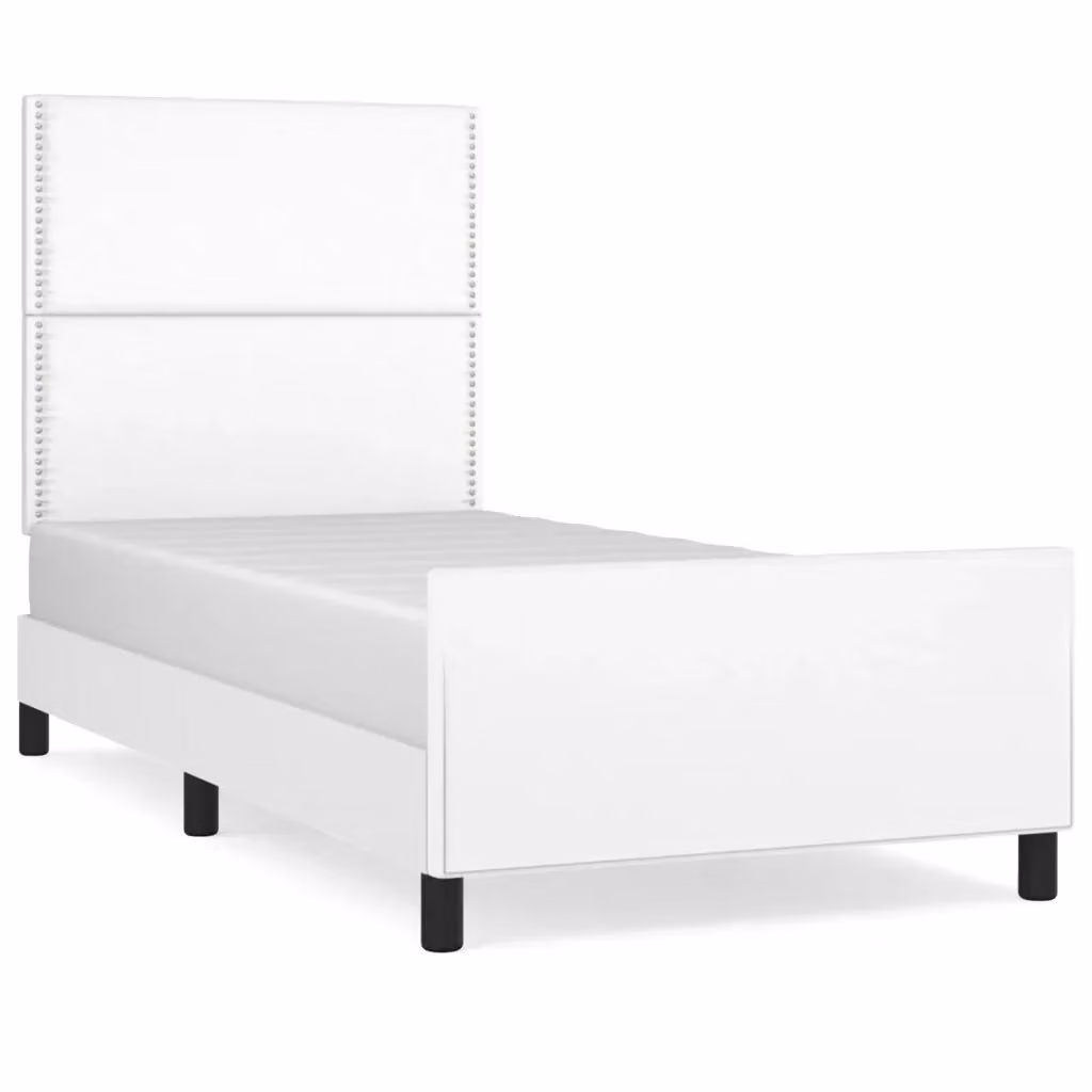 Letto con giroletto e testiera vidaXL in similpelle bianco L/P/H: 200 x 100 x 128 cm – 2