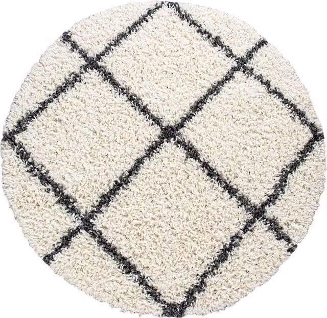Tappeto shaggy Kalea rotondo beige diamanti diametro: 160 cm