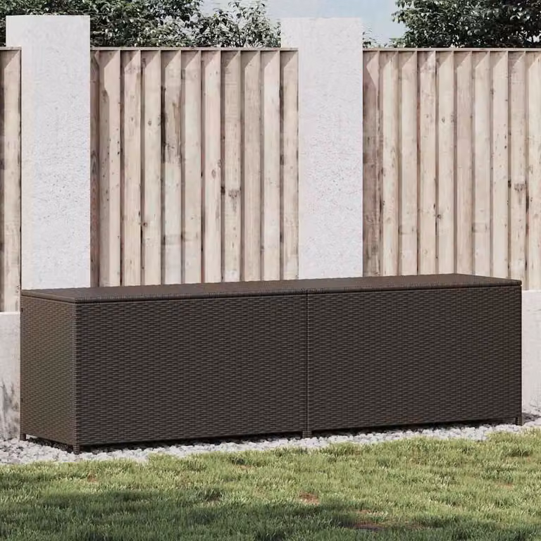 Baule da giardino in polyrattan e metallo vidaXL marrone L/P/H: 200 x 50 x 60 cm