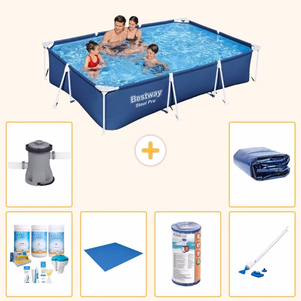 Bestway Steel Pro, piscina rettangolare - 300x201x66 cm - 7 pezzi - Modello S22254