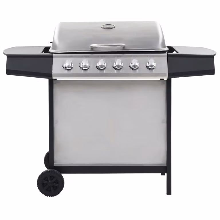 vidaXL Barbecue a gas a 6 fiamme in acciaio inox argento