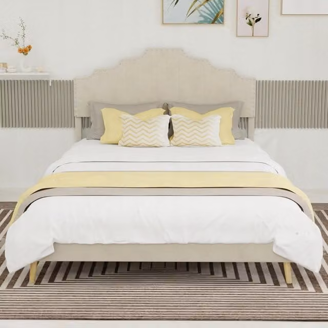 Letto imbottito 140x200 beige - Xylo